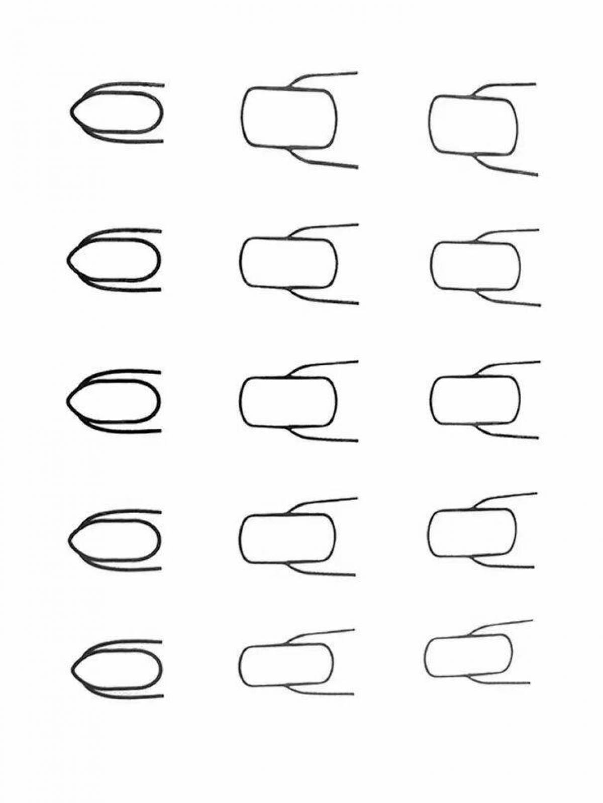 Ногти раскраска. Макеты ногтей для рисования. Ногти раскраска разные формы. Форма ногтей для рисования.