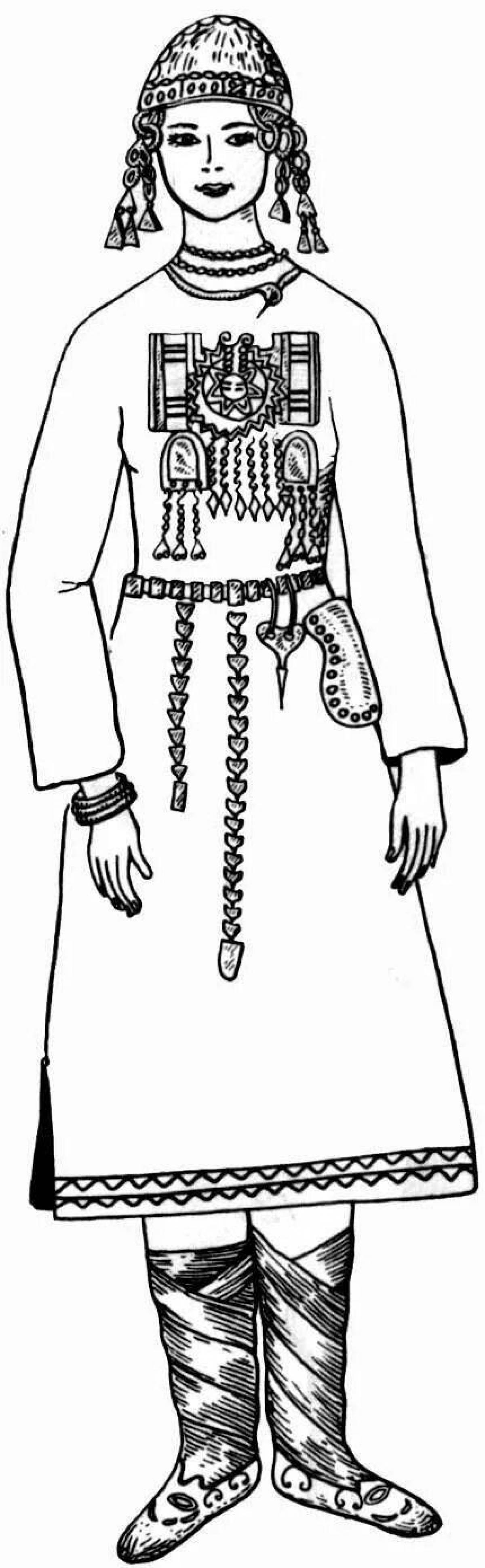Национальный костюм мордвы раскраска