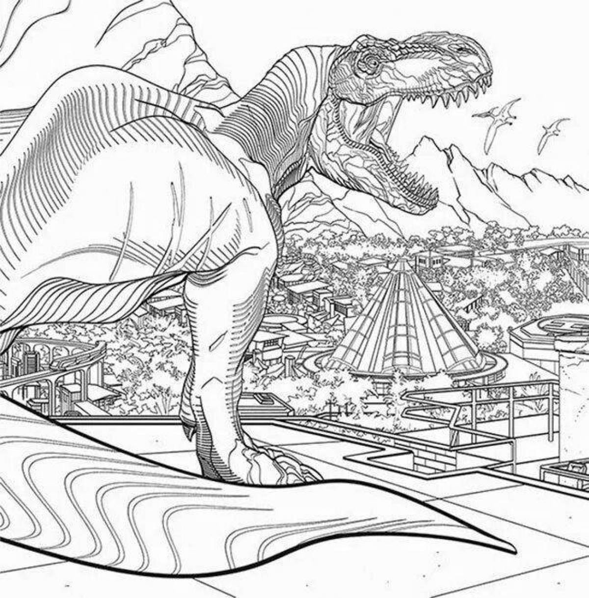 Beautiful jurassic coloring page