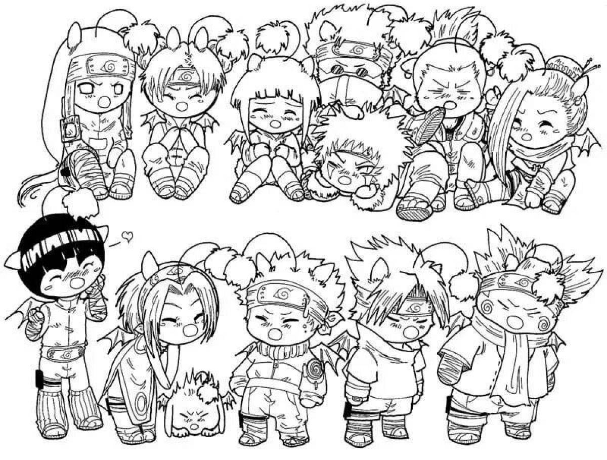 Cute anime sticker coloring page