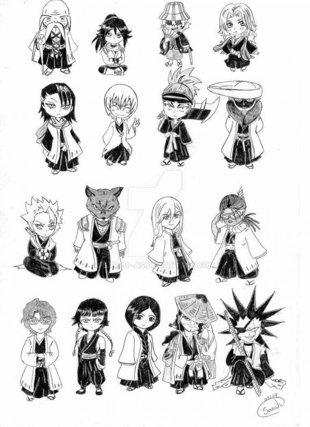 Coloring book modern anime stickers