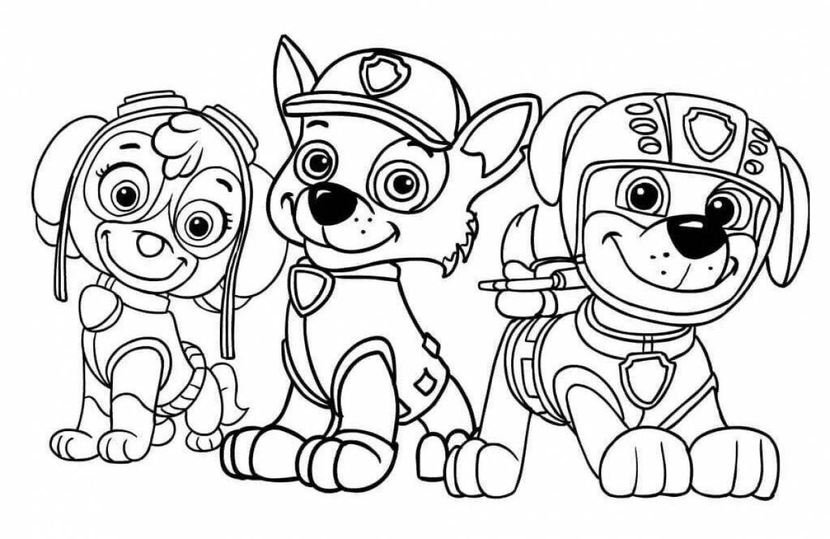 Colorful dog patrol coloring page