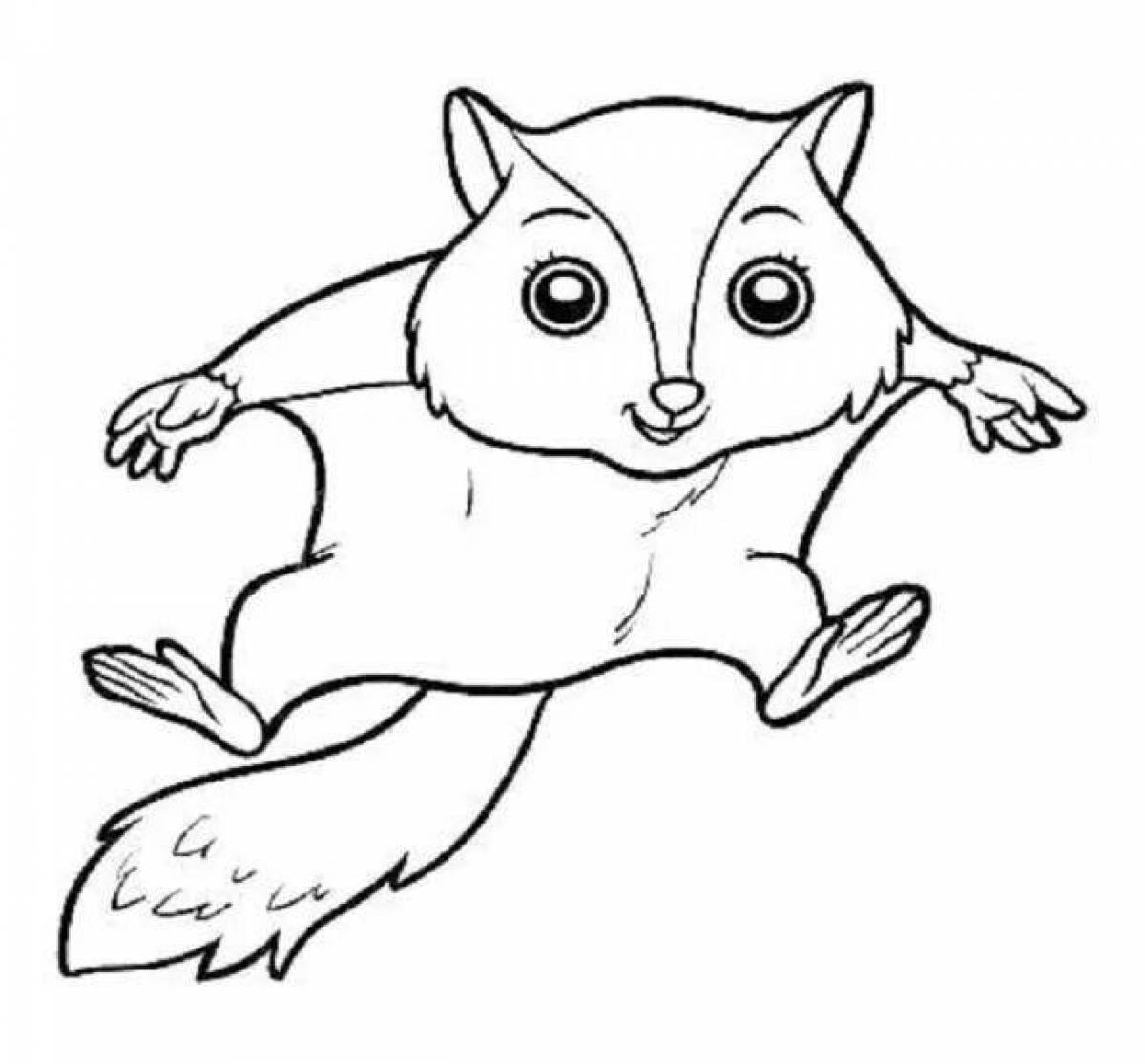 Colorful flying squirrel coloring page