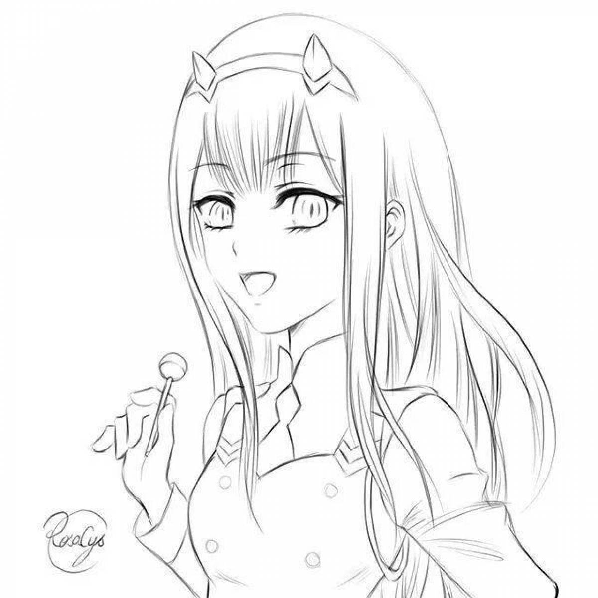 Cute anime coloring page 02