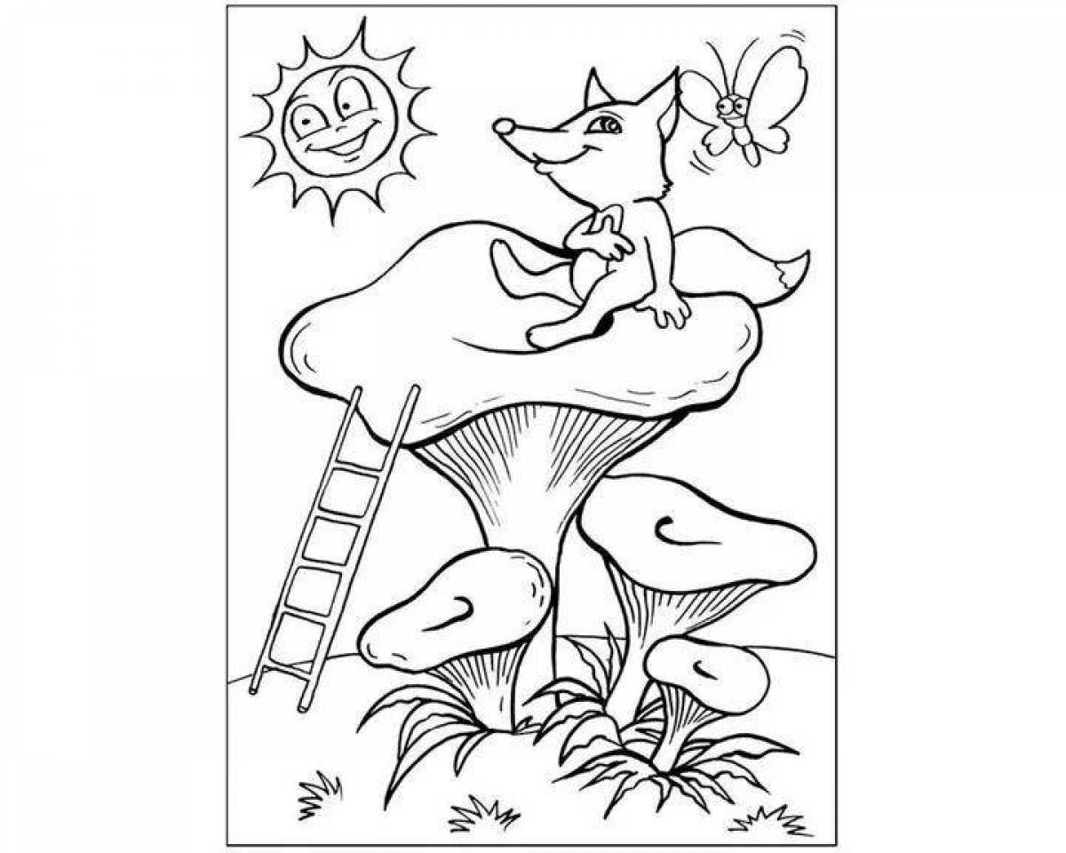 Cute chanterelle mushroom coloring page