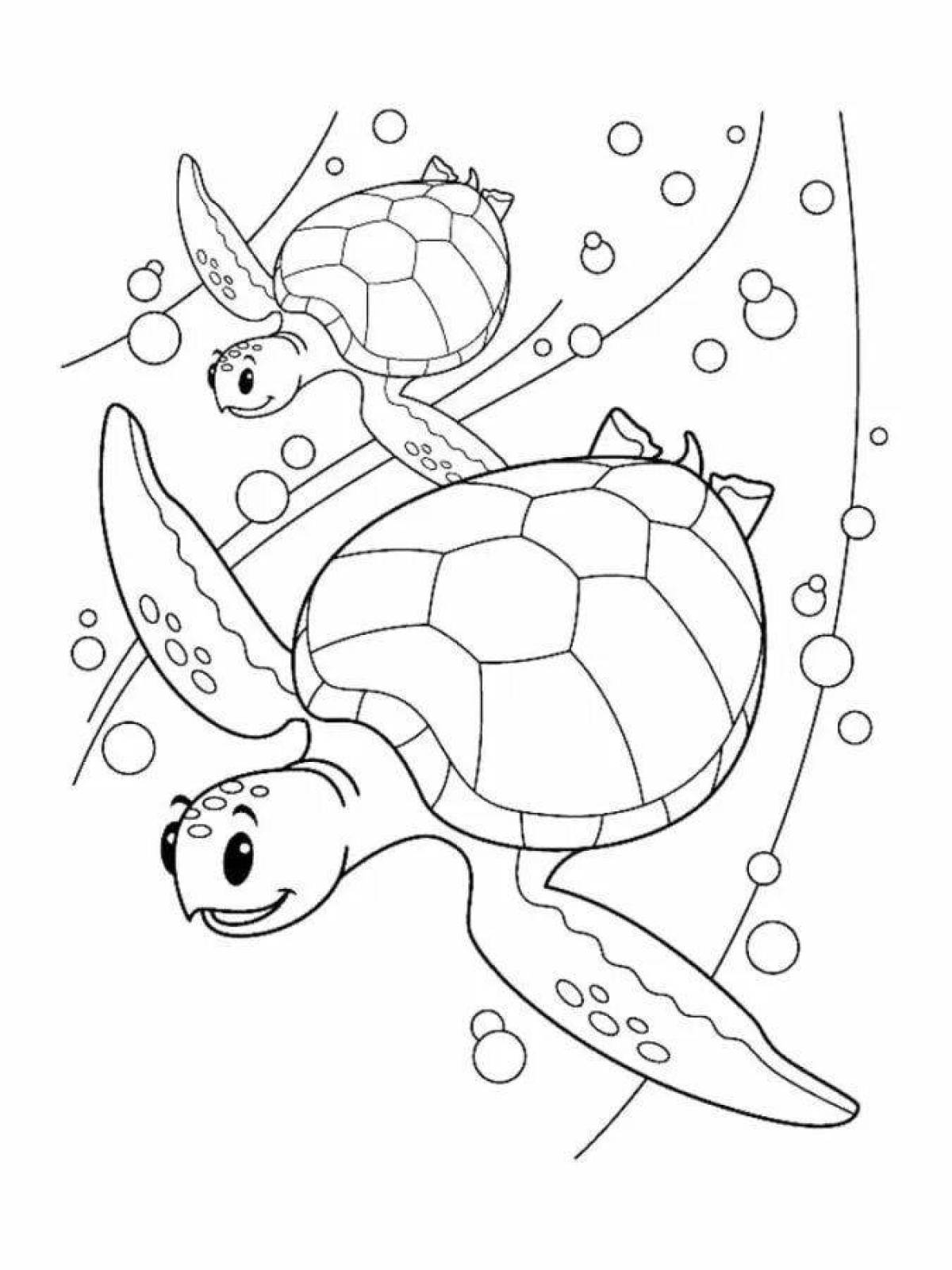 Раскраска яркая морская черепаха