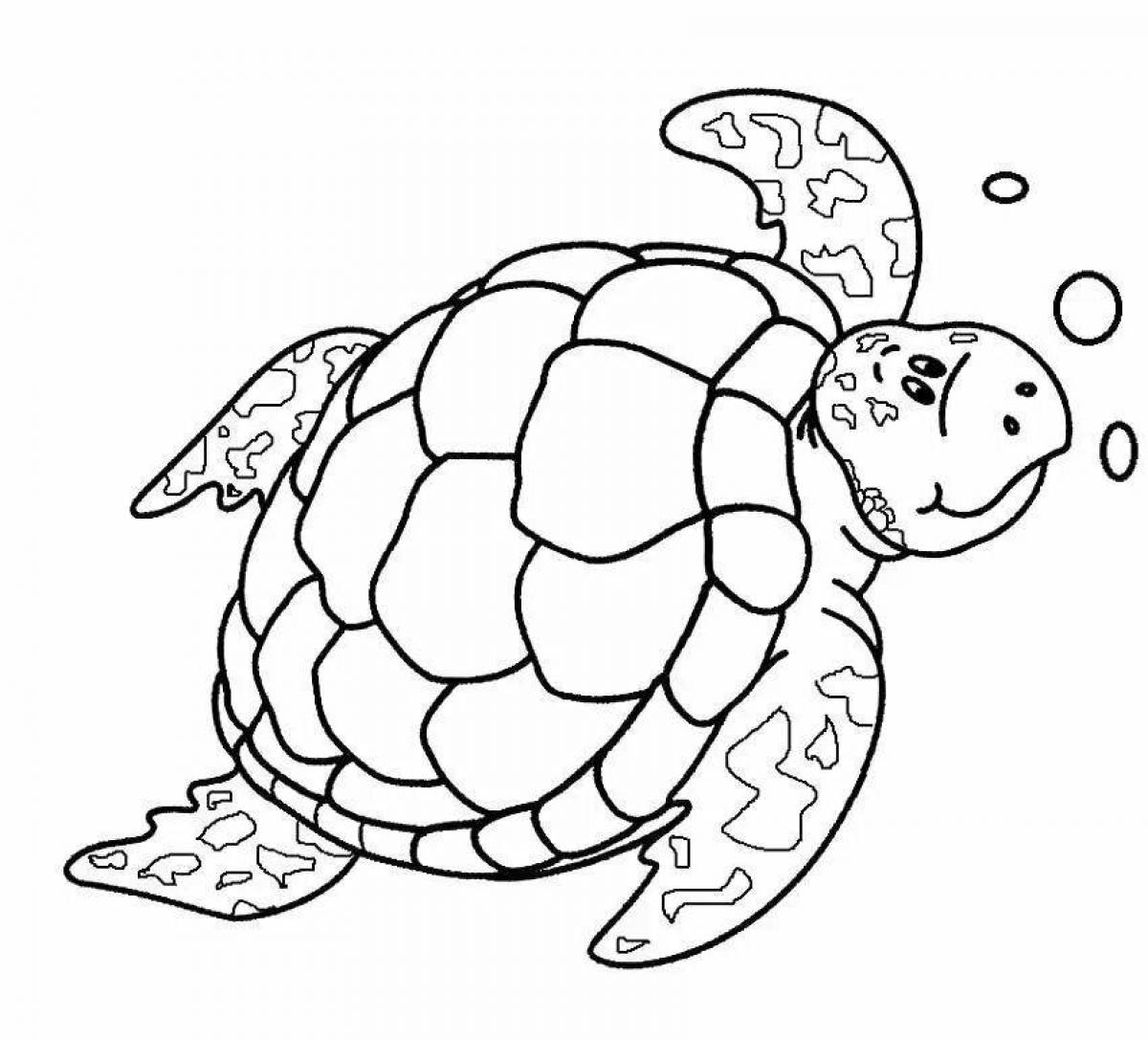 Раскраска веселая морская черепаха