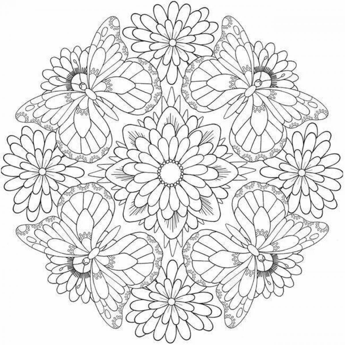 Раскраска Мандала цветы