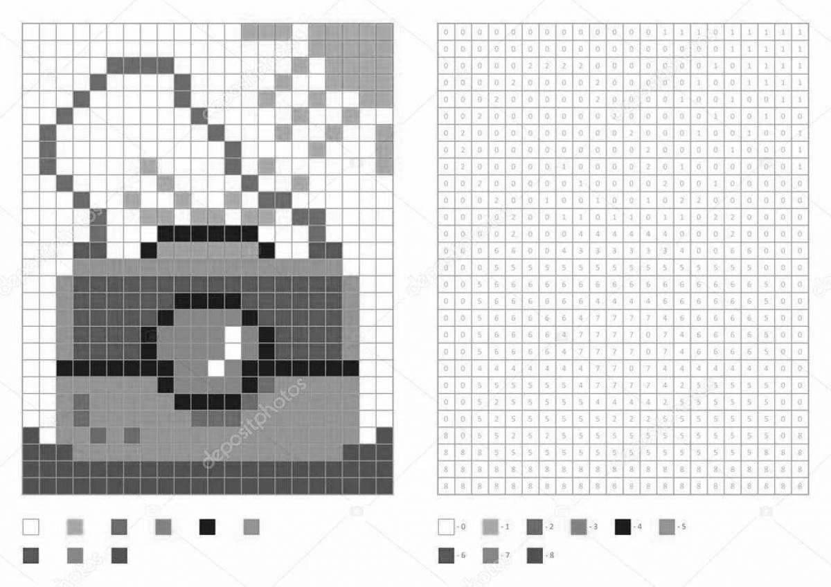 Цветная фантазия pixel by numbers coloring page
