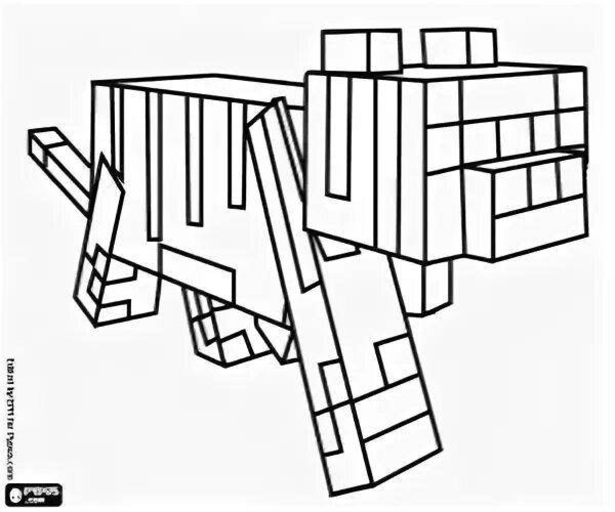 Fascinating minecraft cat coloring page