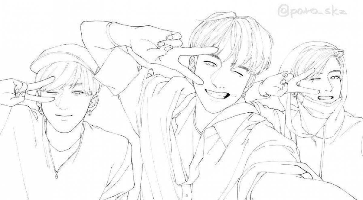 Skzoo stray kids colorful coloring page