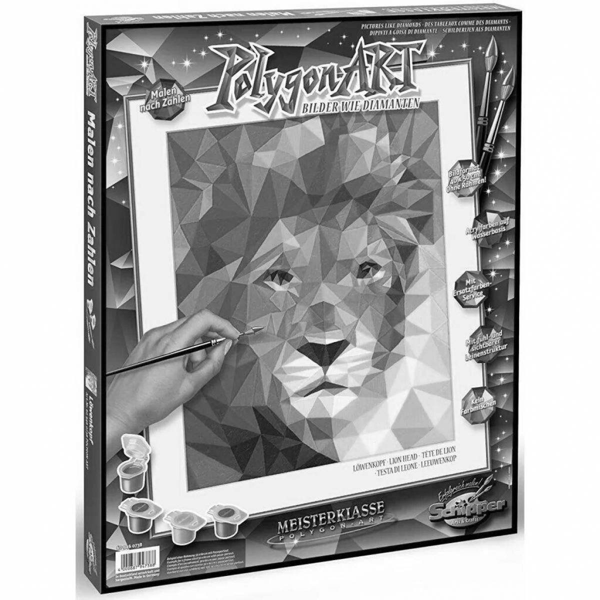 Coloring page bright lion by numbers