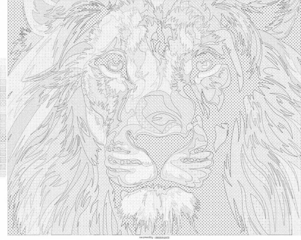 Color by number lion coloring book