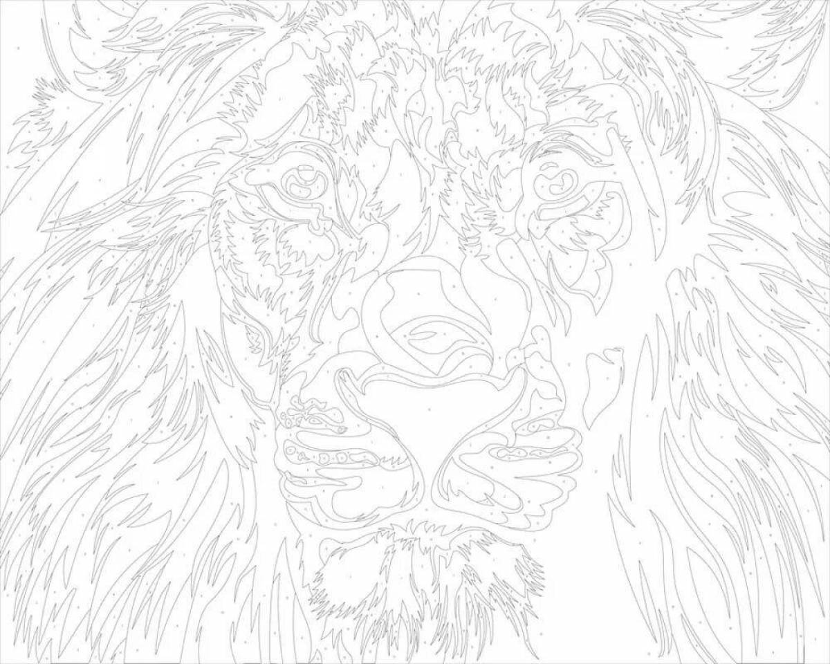 Colorful lion coloring by numbers