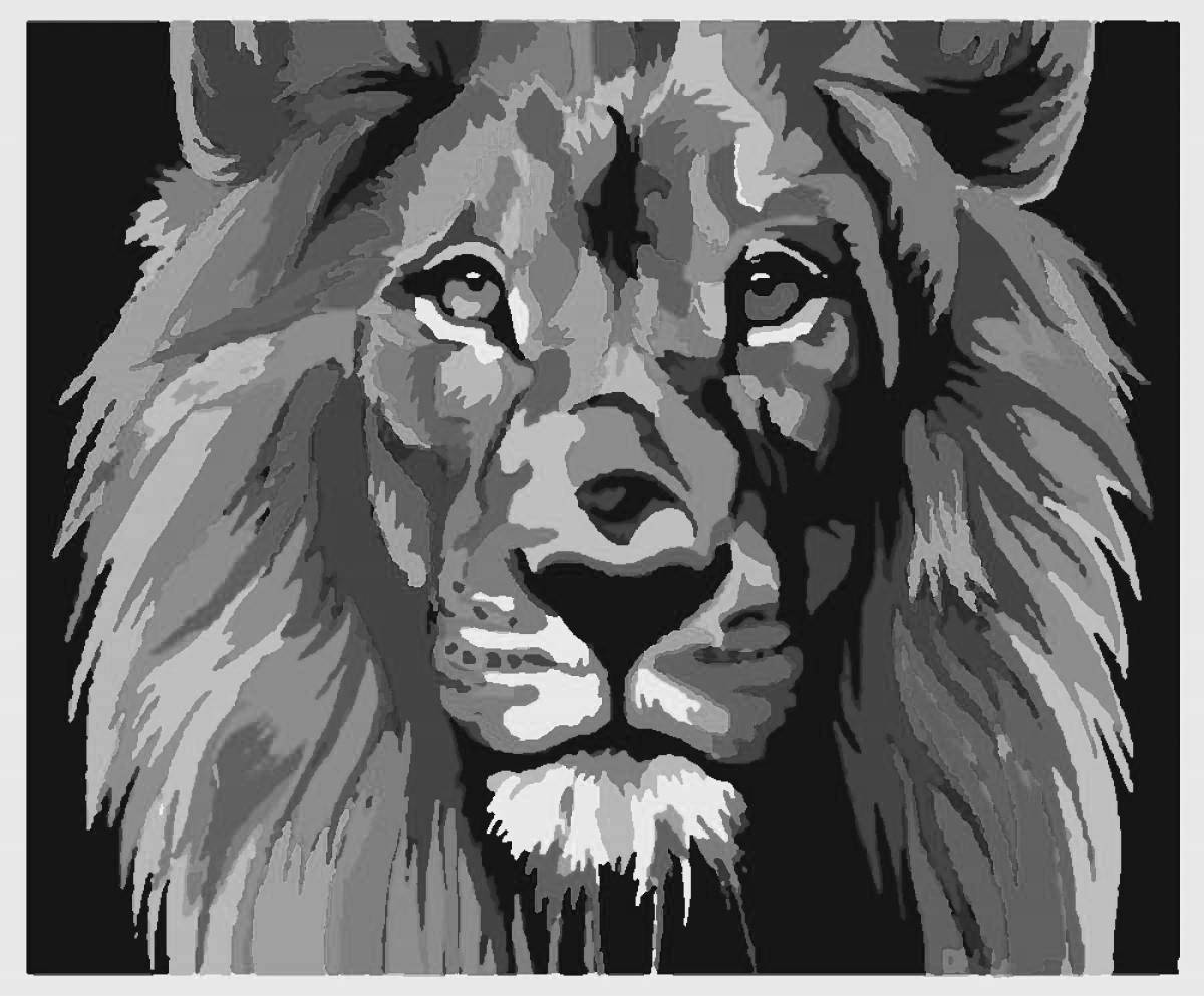 Color by number painted lion coloring book