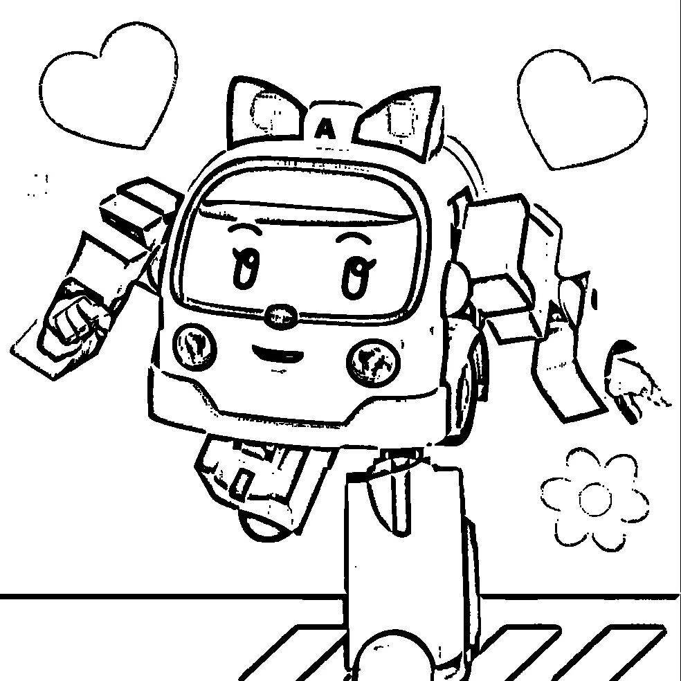 Ember Robocar Poly Incredible Coloring Page