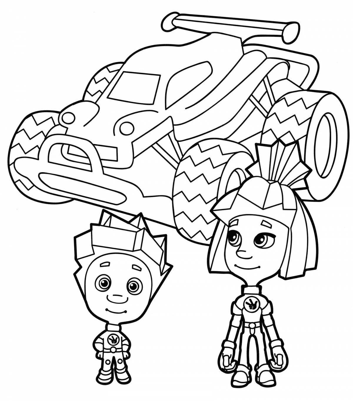 Colorful zero and sim coloring page