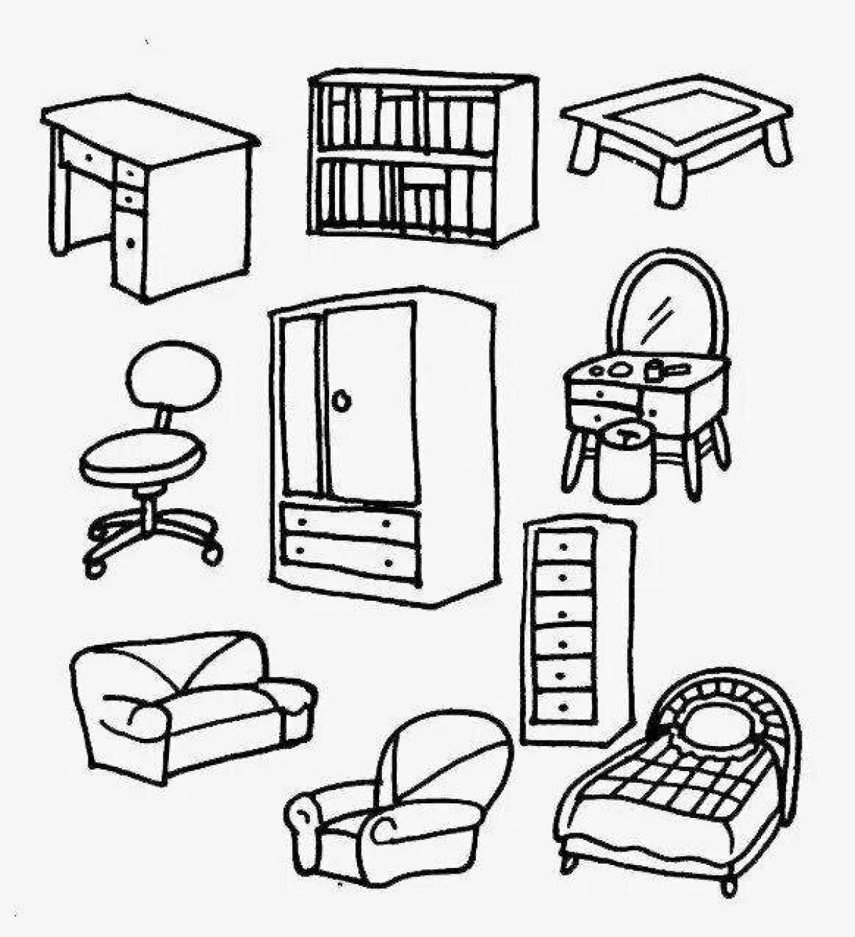 Coloring book luminous furniture of the middle group