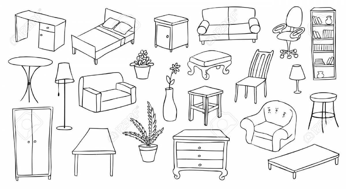 Coloring book shining furniture of the middle group