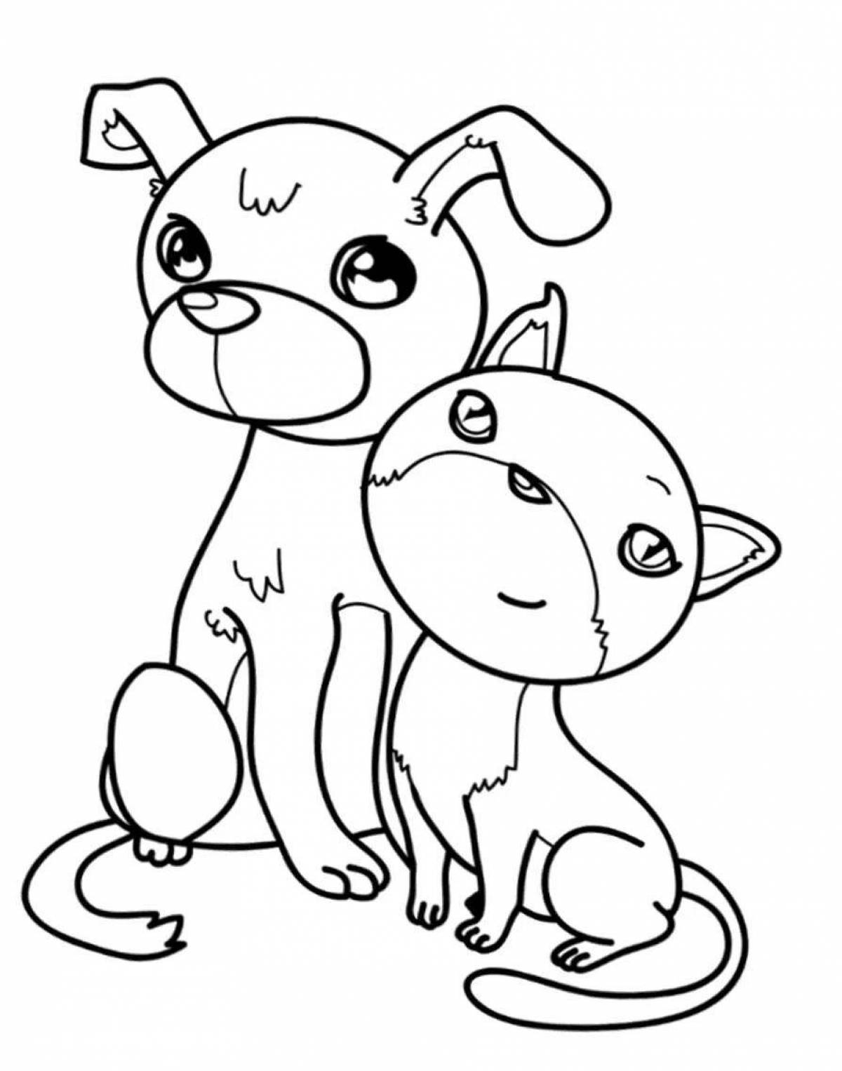 Inviting coloring pages cats dogs Busya