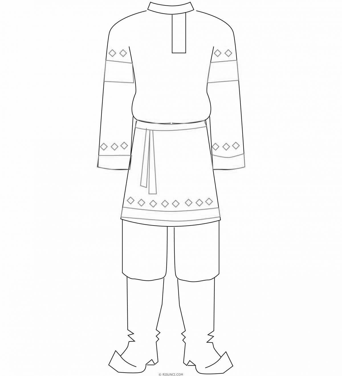 Coloring page of traditional Chuvash national costume