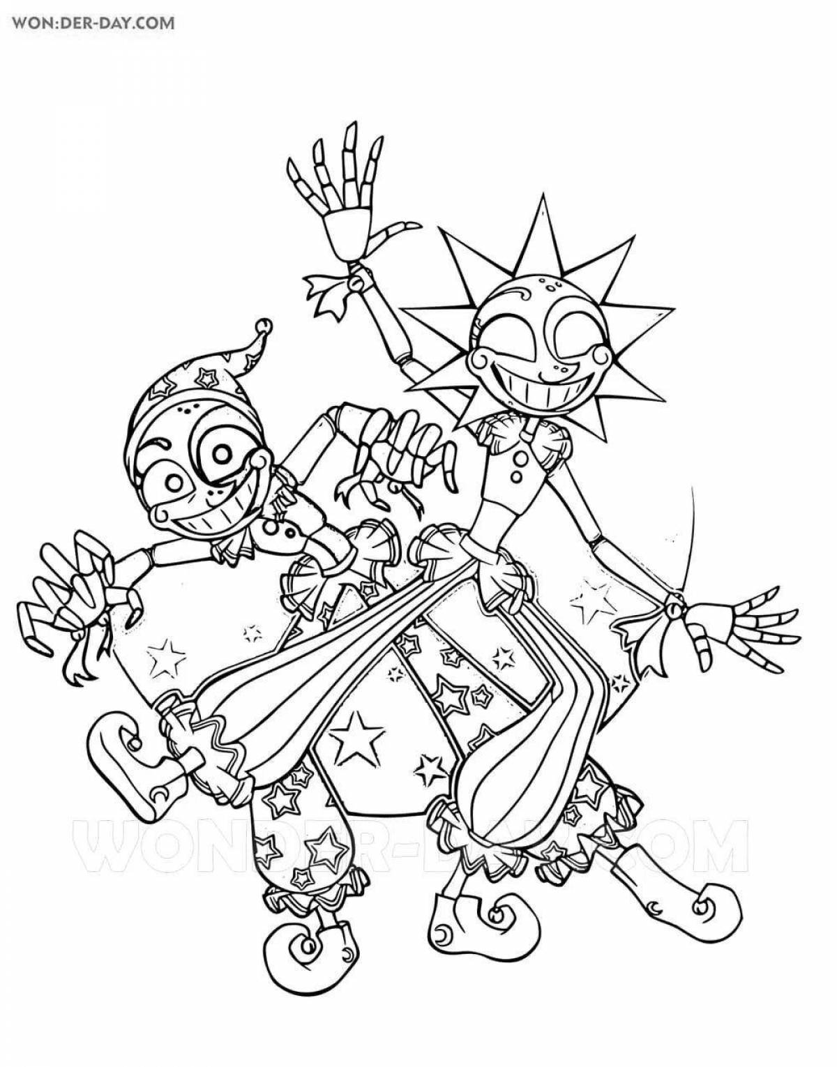 Sun and moon glitter fnaf coloring book