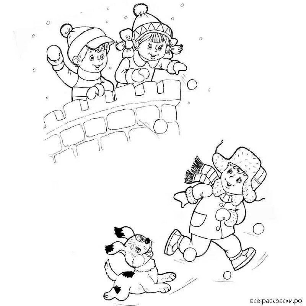 Children playing snowballs #3