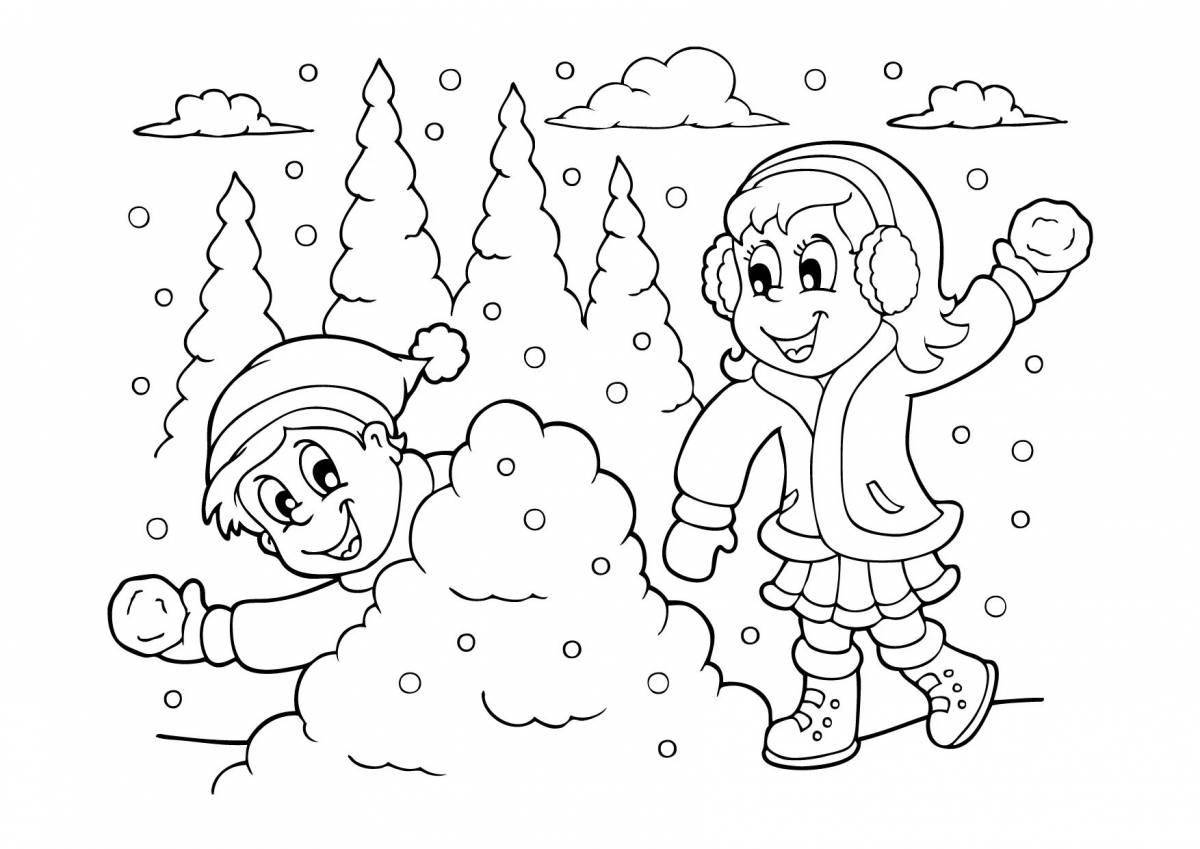 Дети играют в снежки #9