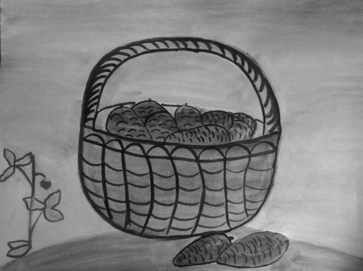 Consolation basket made of fir cones