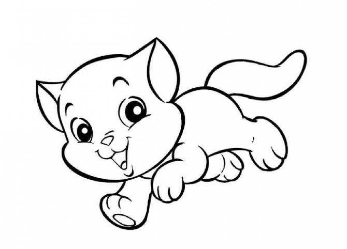 Cute kitten coloring for 2-3 year olds