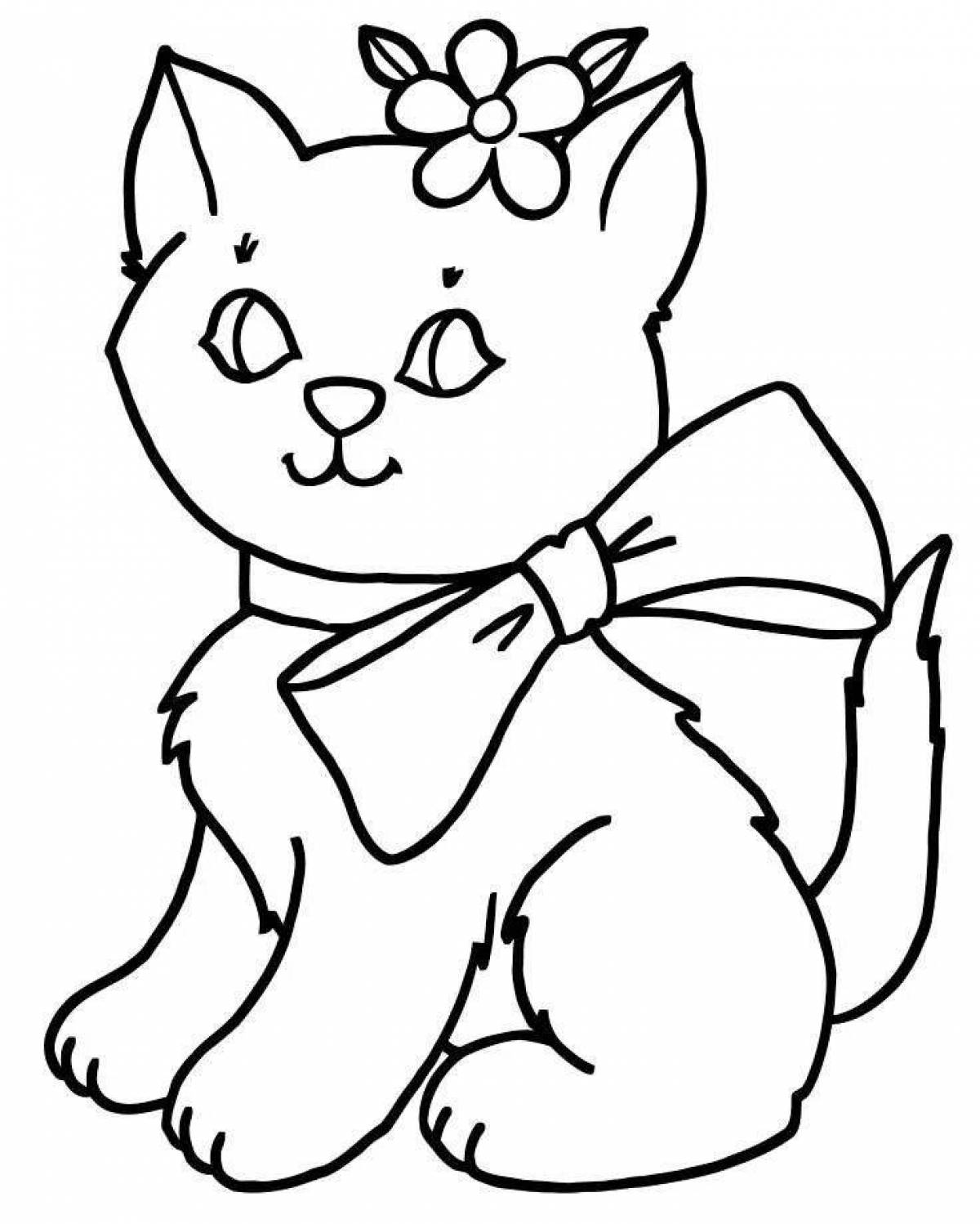 Fancy kitten coloring book for 2-3 year olds
