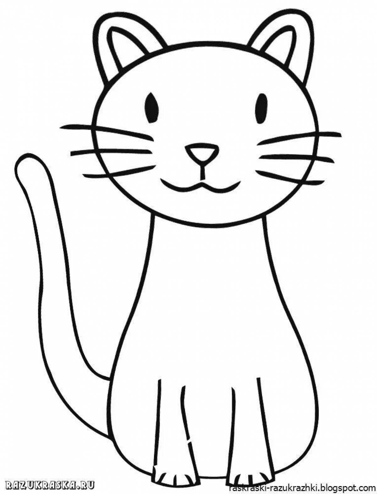 Coloring page friendly kitten for 2-3 year olds