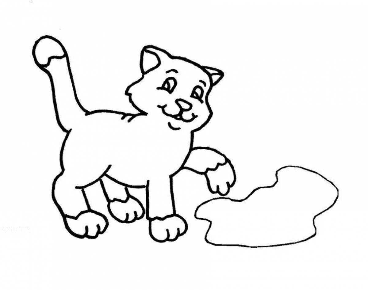 Coloring book cute kitten for children 2-3 years old