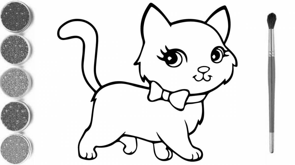 Coloring book smart kitten for children 2-3 years old