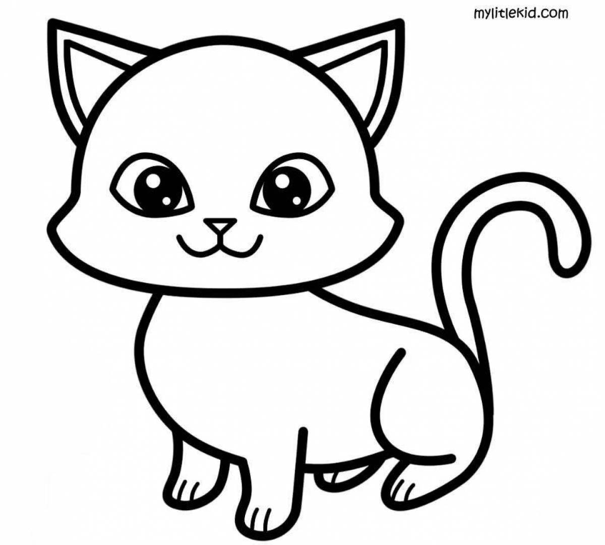 Креативная раскраска котенка для детей 2-3 лет