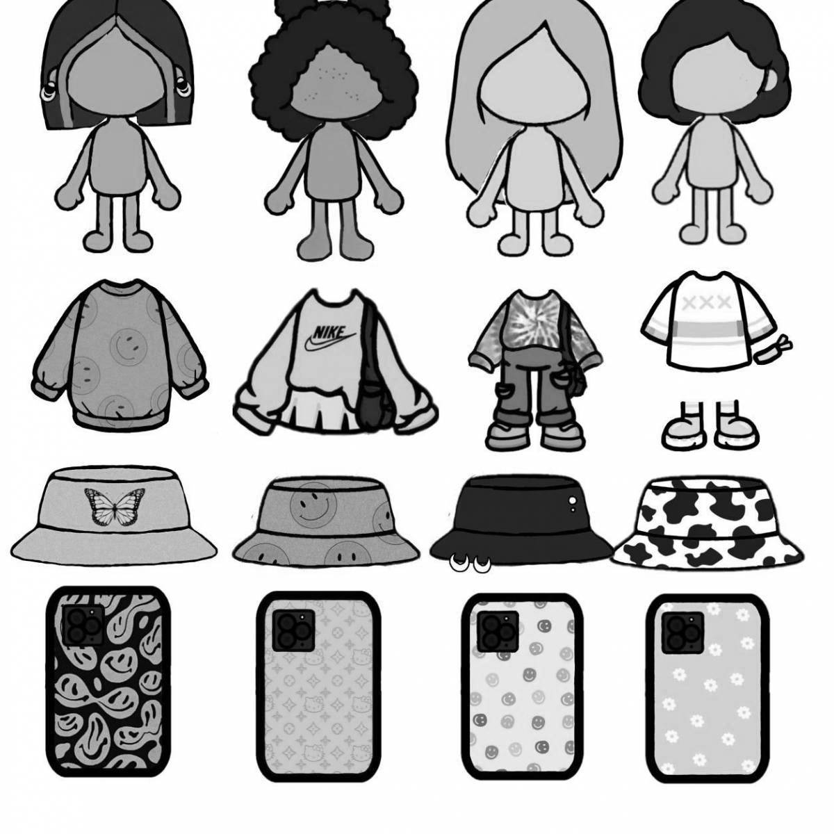 Фото Уникальная раскраска тока бока для девочек с одеждой