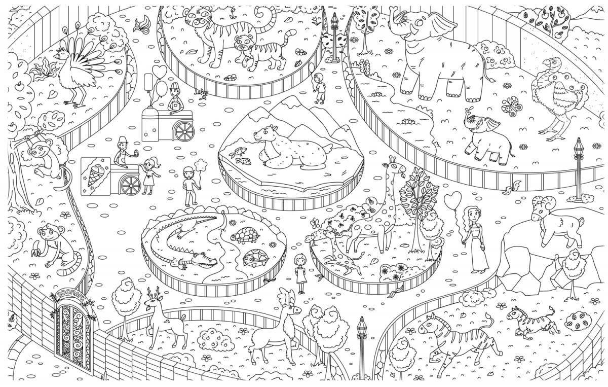 Vibrant zoo coloring book for 6-7 year olds