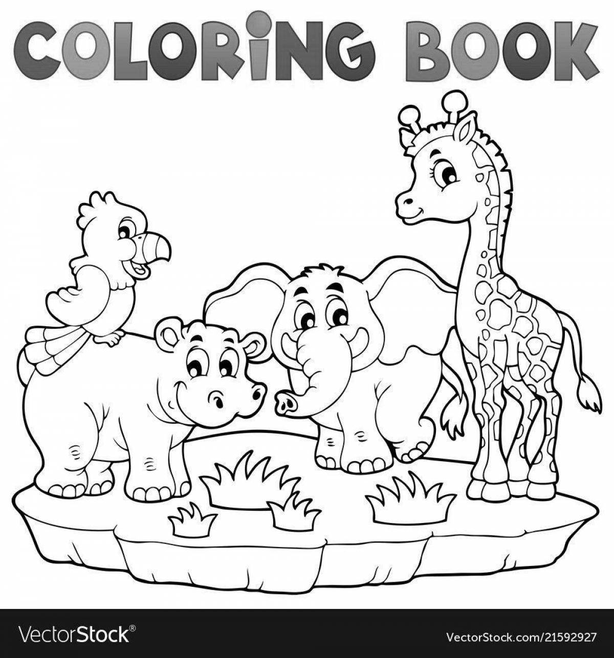 Colorful zoo coloring book for children 6-7 years old