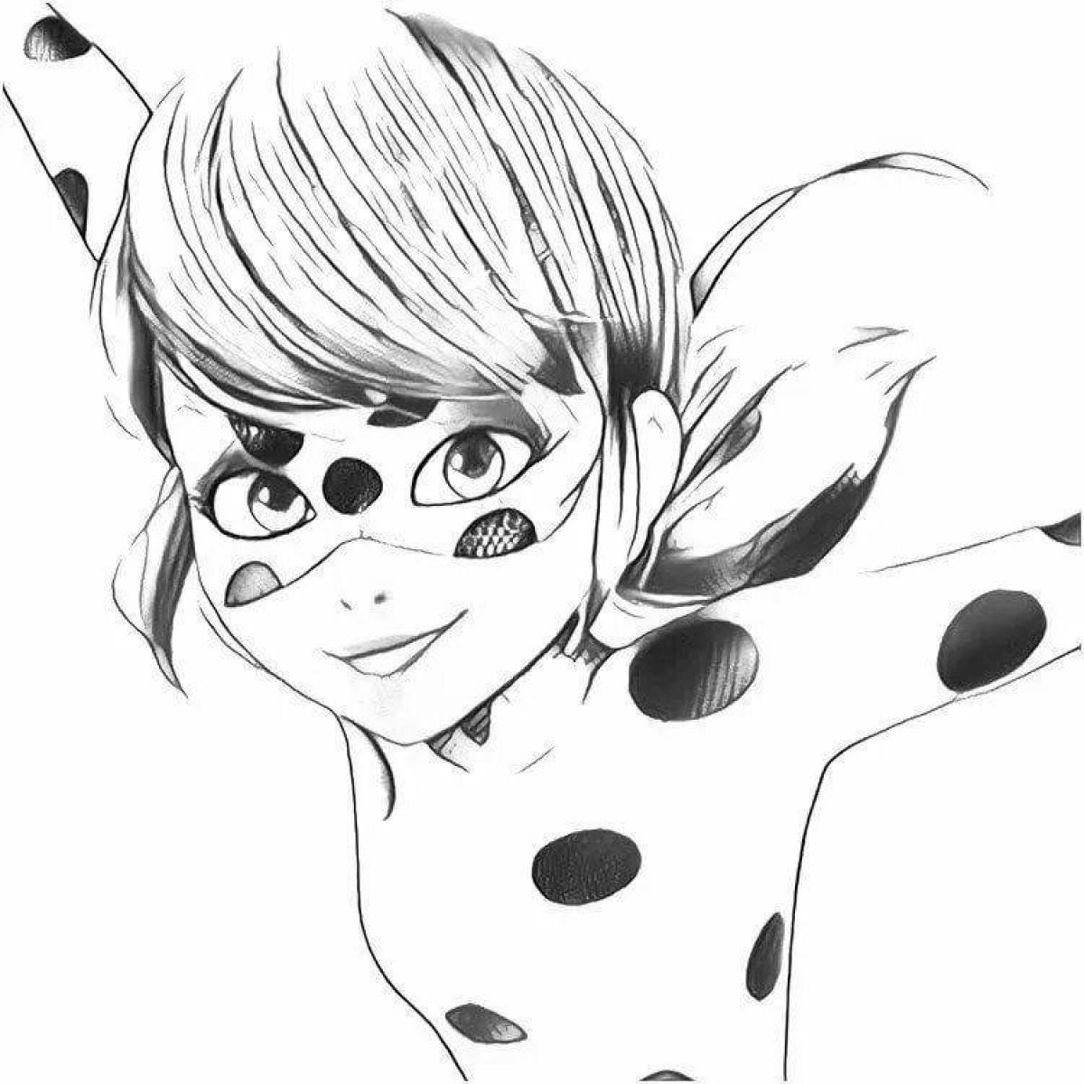 Gorgeous Ladybug and Super Cat Coloring Page