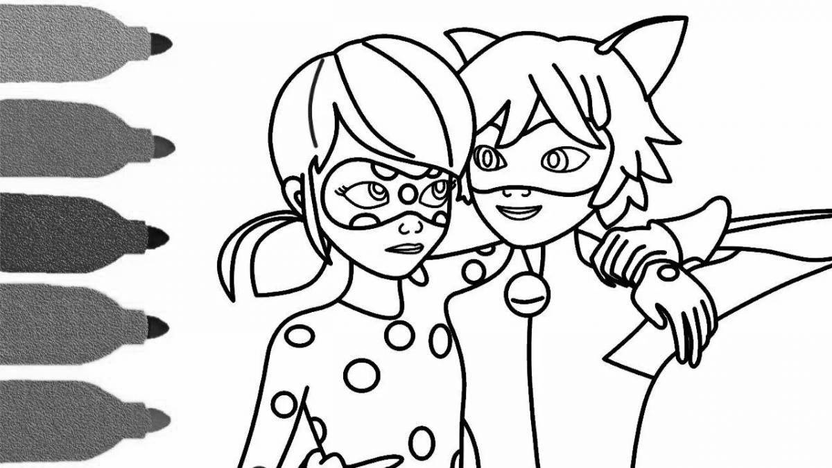 Quality coloring ladybug and super cat