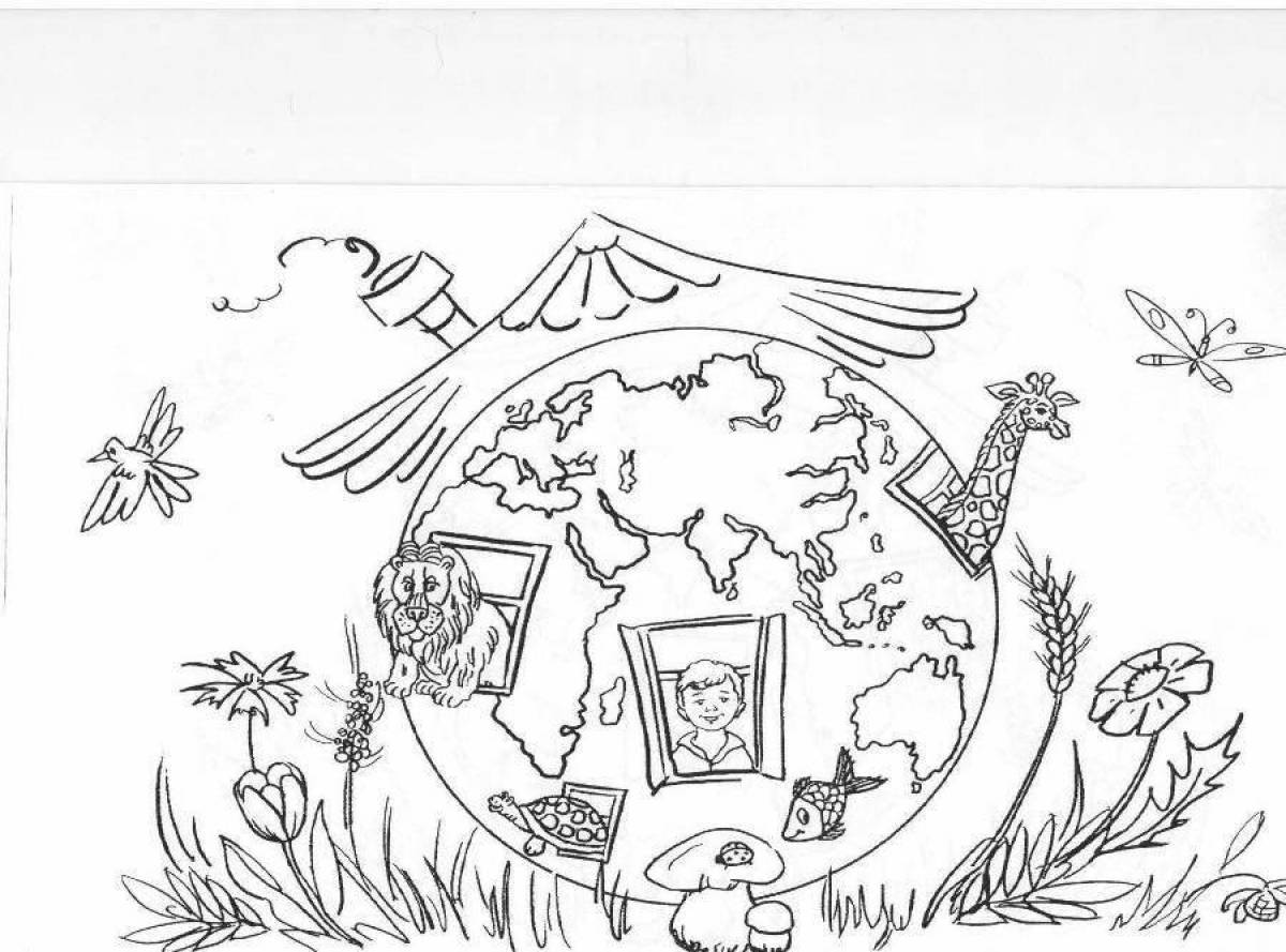 Relaxing ecological coloring book