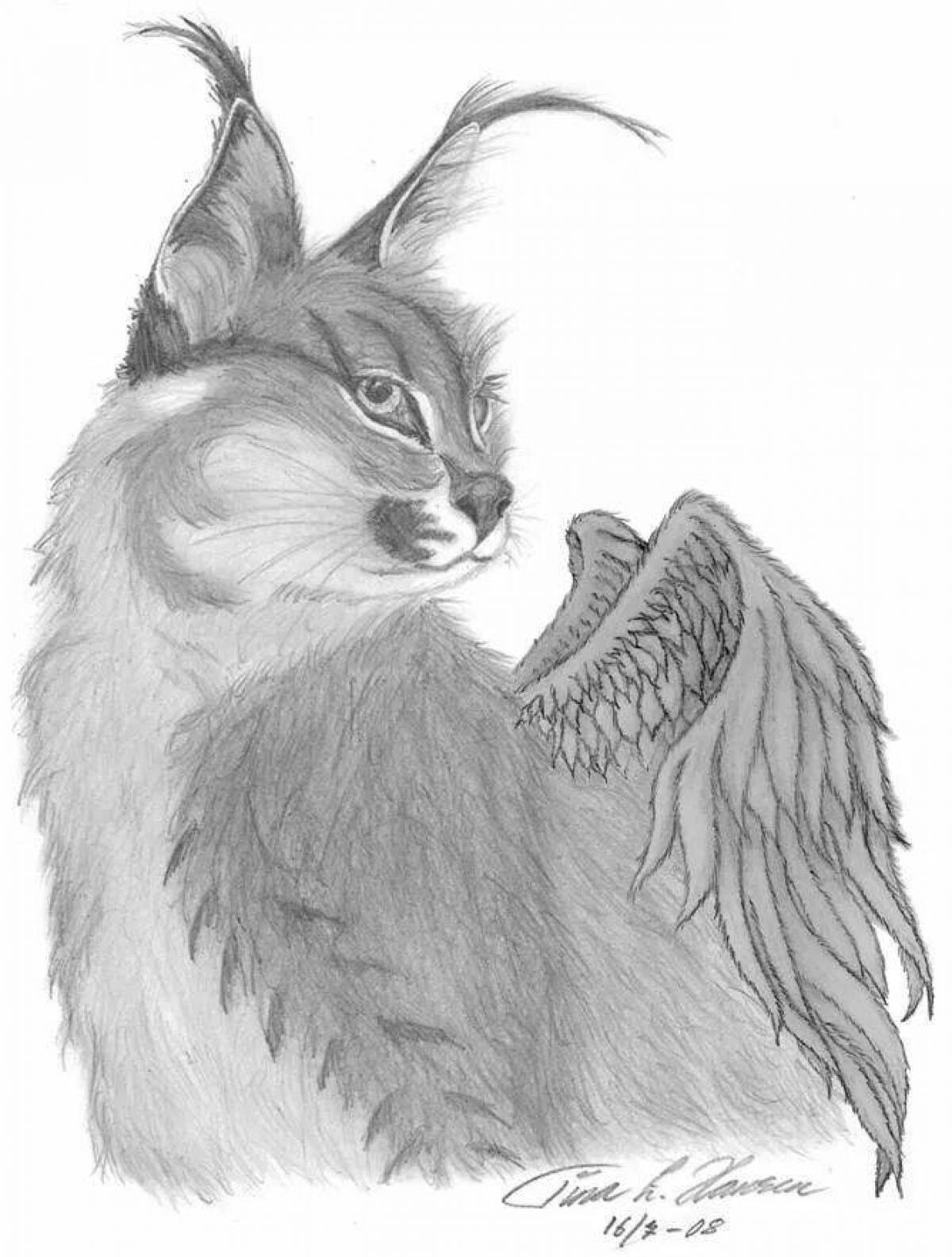 Charming caracal coloring book