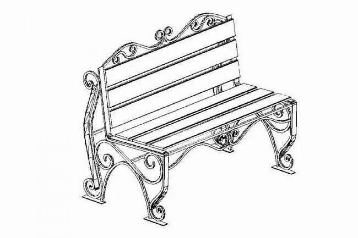 Cute bench coloring page