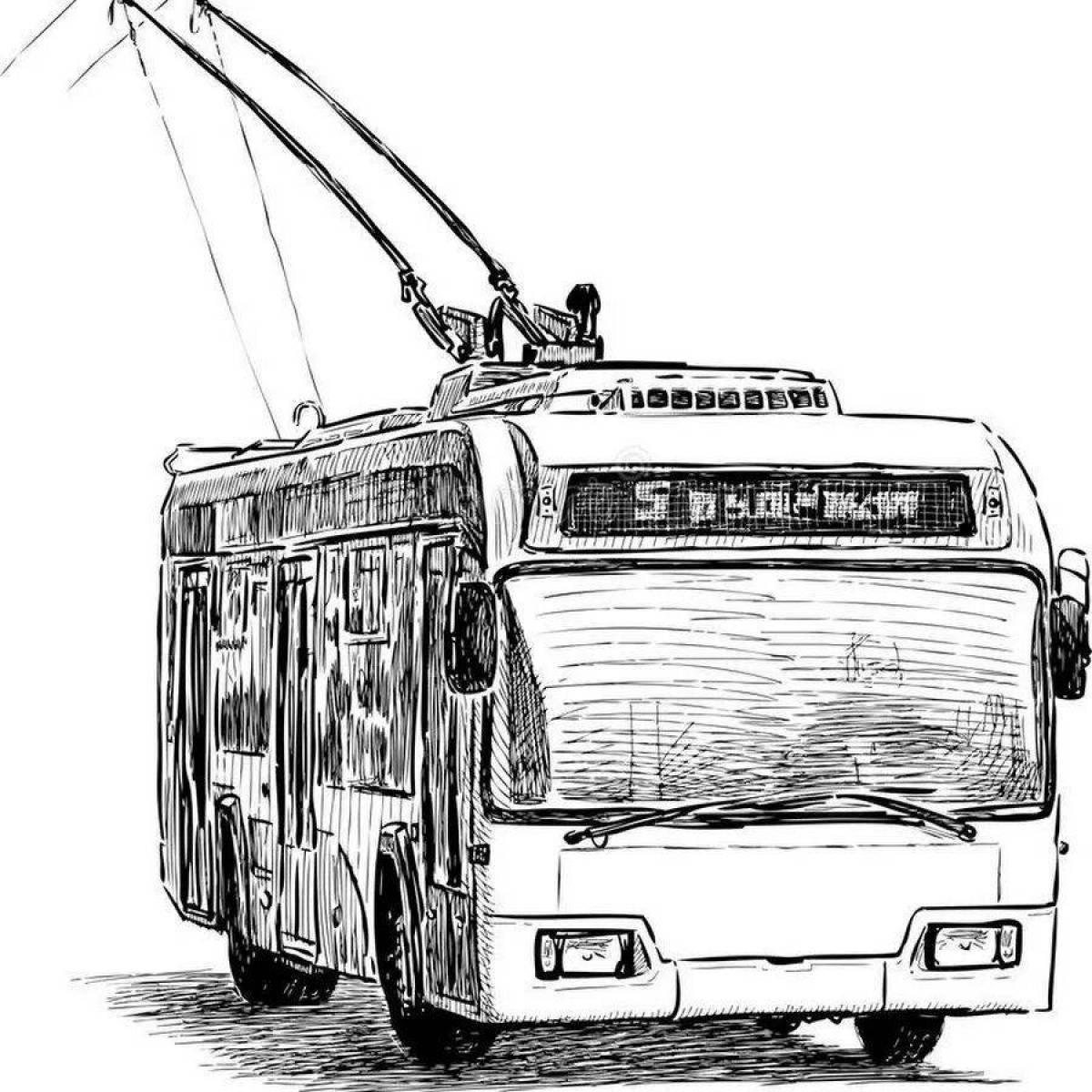 Coloring page happy electric bus