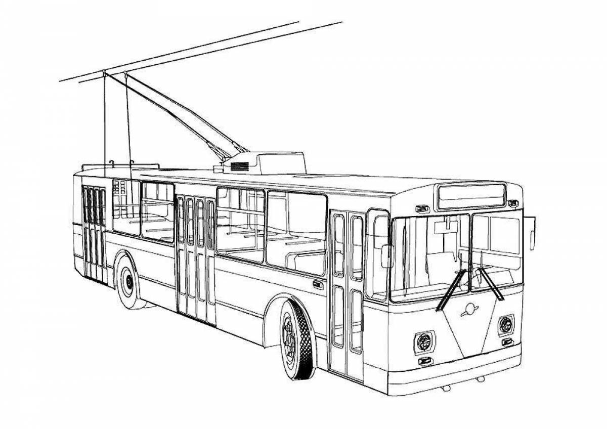 Fun coloring book with electric bus