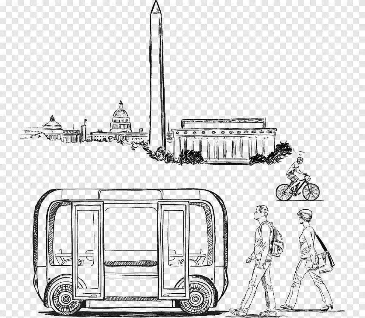 Exquisite electric bus coloring page