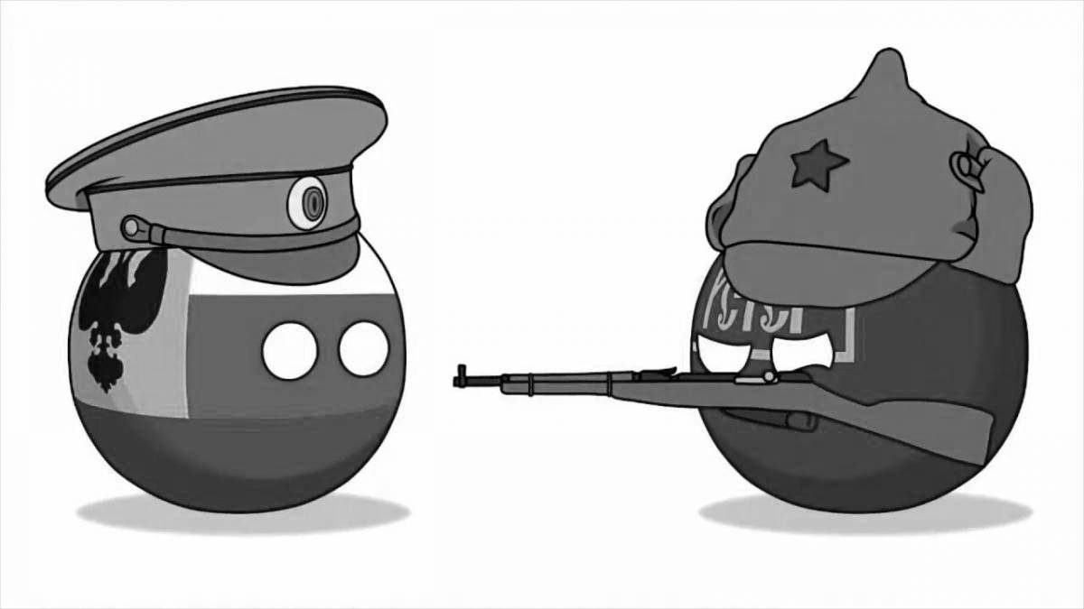 Color splash countryballs coloring page