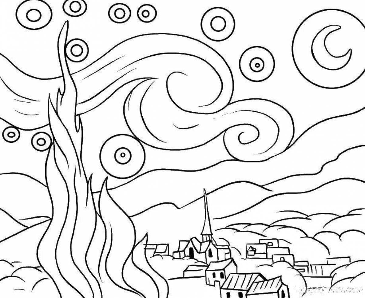Beautiful gouache coloring page