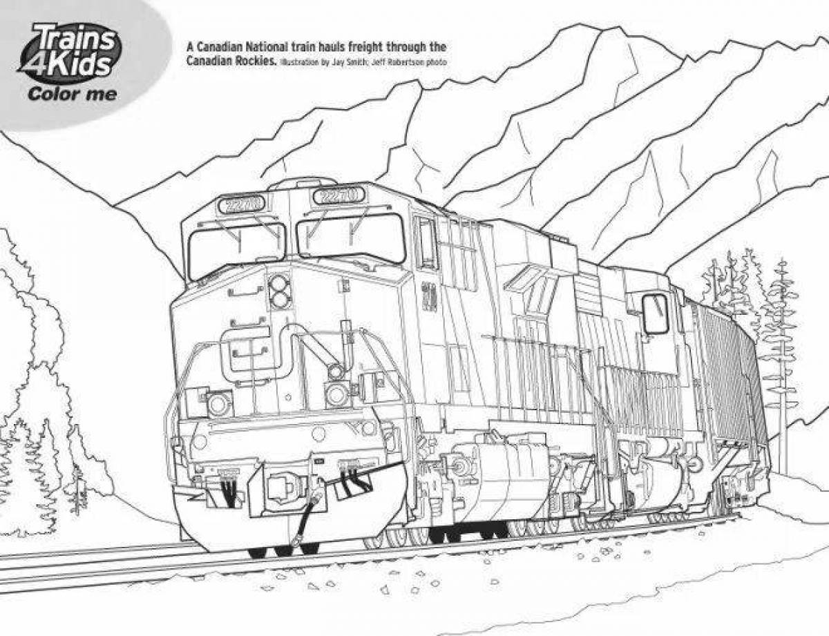 Coloring book funny freight train
