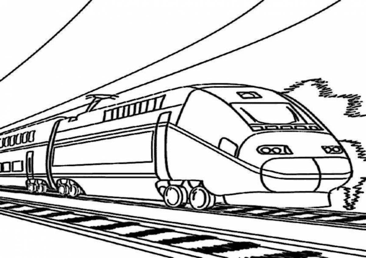 Colored freight train coloring page